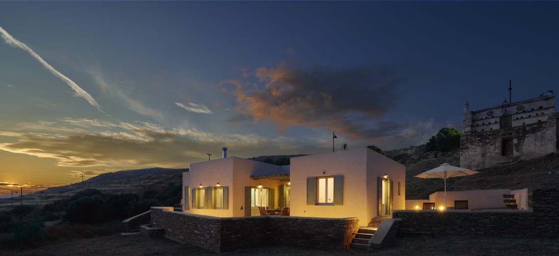 Spacious detached villa in Tinos Island, offering privacy and beautiful views, just a short walk from Tinos Town.