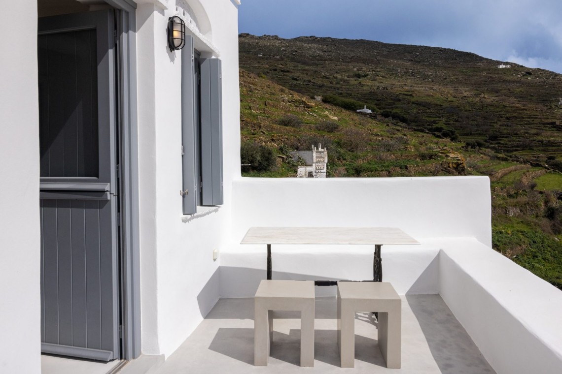 Stunning Aegean Sea view from the outdoor sitting area of Sterni House in Isternia, Tinos.