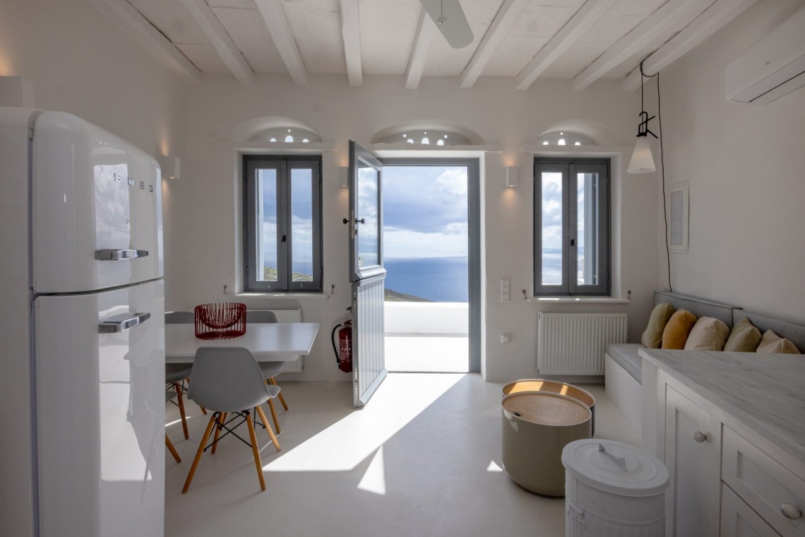 Stunning Aegean Sea view from the outdoor sitting area of Sterni House in Isternia, Tinos.