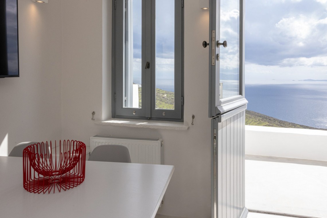 Stunning Aegean Sea view from the outdoor sitting area of Sterni House in Isternia, Tinos.