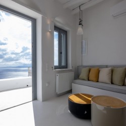 Stunning Aegean Sea view from the outdoor sitting area of Sterni House in Isternia, Tinos.