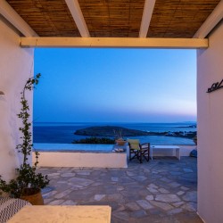 Panoramic Aegean Sea view from the terrace at Vivant Blue Mansion, Tinos.