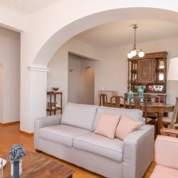 Traditional living room with modern furniture in Estia Summer House, Tinos.